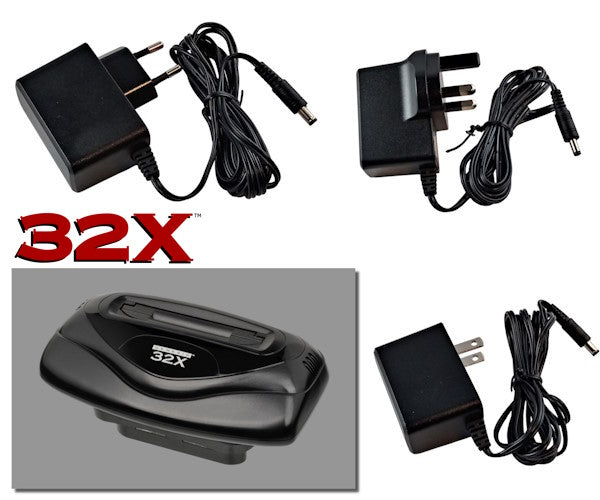 EU, US and UK plug regulated power supplies for Sega 32X
