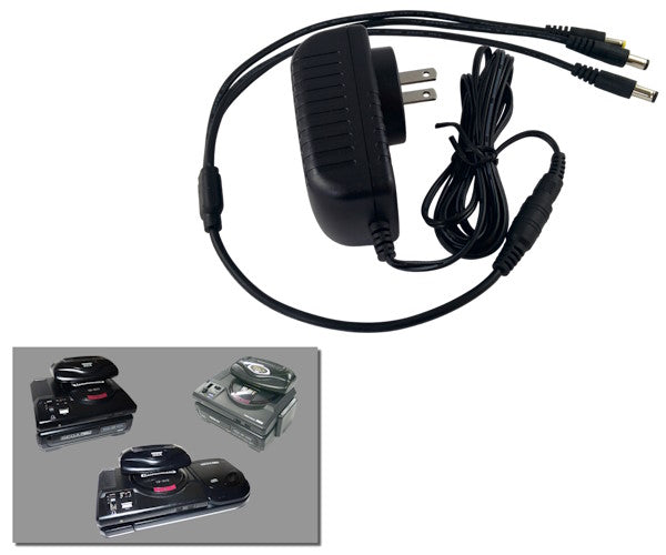 Regulated 3-in-1 power supply for Sega Mega Drive/Genesis model 1 + Mega CD + 32X with US plug