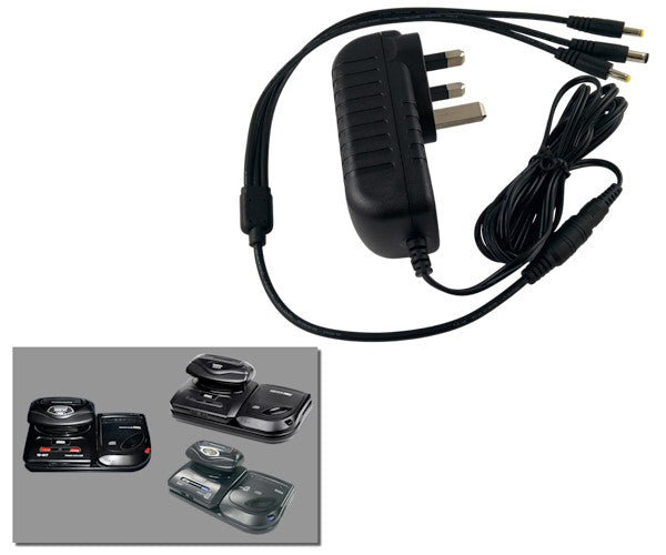Regulated 3-in-1 power supply for Sega Mega Drive/Genesis model 2 + Mega CD + 32X with UK plug