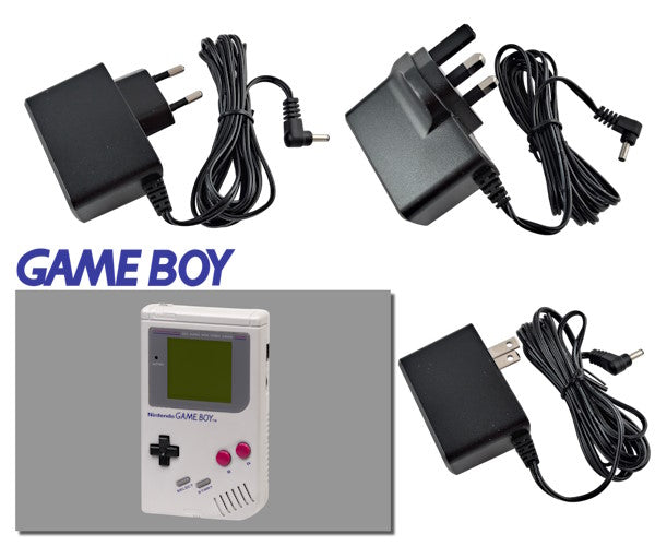EU, US and UK plug regulated power supplies for the original Nintendo Game Boy