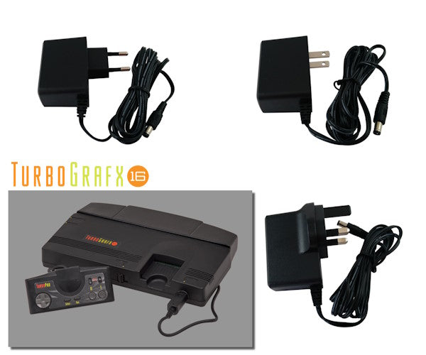 EU, US and UK plug regulated power supplies for NEC TurboGrafx 16