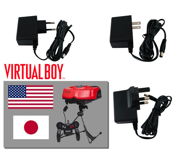 EU, US and UK plug regulated power supplies for Nintendo Virtual Boy