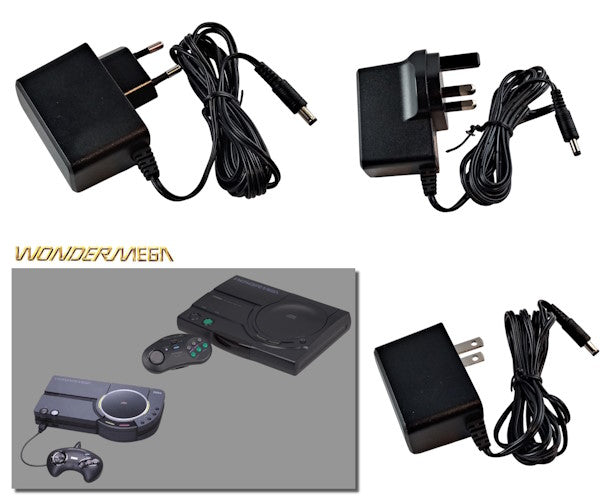 EU, US and UK plug regulated power supplies for Sega / Victor Wondermega