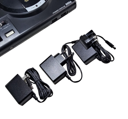 EU, US and UK plug regulated power supplies for Sega Mega Drive 1 and Genesis 1